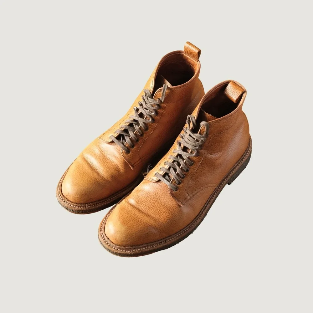 Alden for J.Crew Country Calfskin Plain Toe Boots Tan Pebble Grain 10.5 D D4816H